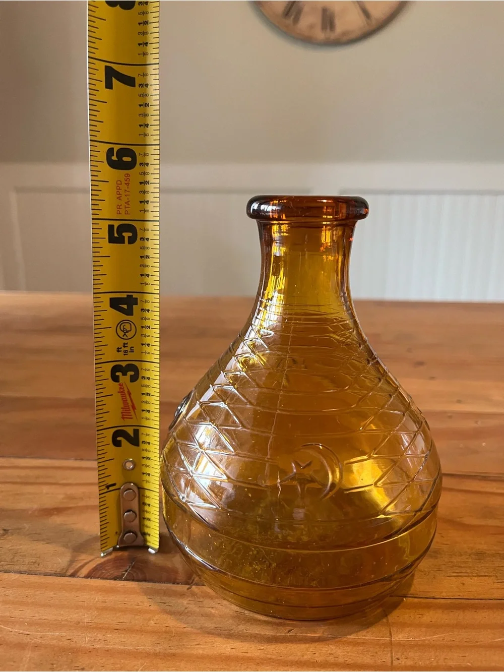 Vintage Owens Illinois Glass Bagdad Moon and Star Amber Glass Bottle